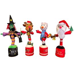 Stuffed Animals Wholesale Cute Cartoon Christmas Will Wiggle Light Recording Singing Wiggle Toy