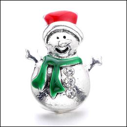 Charms Christmas Snowman Snap Button Charms Jewellery Findings 18Mm Metal Snaps Buttons Diy Bracelet Jewellery Wholesale D Dhseller2010 Dh7Kj