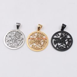 Pendant Necklaces GNAYY 5pcs Lot Religious Jewelry Stainless Steel Geometric Sanskrit Wicca Pentagram Charms Gold/black DIY