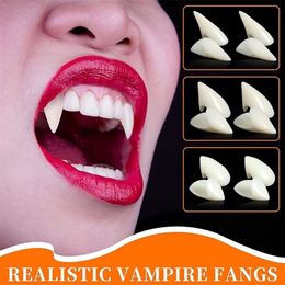 Other Event Party Supplies 1 Pairs Teeth Fangs Dentures Props Halloween Party Decorations DIY Cosplay Props False Teeth Resin Fangs with Solid Glue 220829