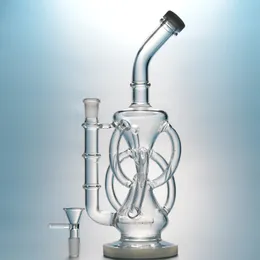 11 Inch High Hookahs Inline Perc 6 Tube 14mm Female Joint Oil Dab Rigs Clear Thick Pyrex Glass Bongs Dry Herbal Smoking Pipe Dab Accessories