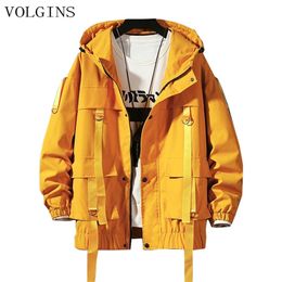 Mens Jackets Drop Streetwear Spring Man Safari Style Jacket Mens Harajuku Black Windbreaker Jackets Male Pockets Oversize Jacket 220829