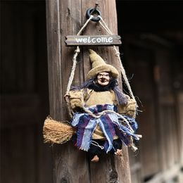 Other Event Party Supplies 1pc Halloween Witch Doll Hanging Ghost Horror Scary Pendant Ghost Flying Witch Magic Broom Pendant Halloween Bar Home Decoration 220829