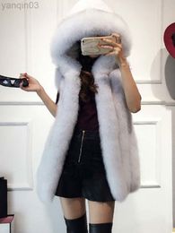 Women's fur Zarorin Trend Fashion Women Vest Hooded Thick Warm Female Outerwear Faux Fur Coat Mex Chaquetas Mujer L220829