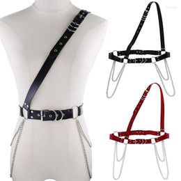 Belts Women Suspender PU Leather Harness Belt Chain Body Sexy Bondage Gothic Garter Suspenders Mental