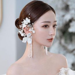 Dangle Earrings White Flower Floral Bridal Handmade Wedding Earring For Brides Accessories Women Girl Party Evening Dress Jewellery