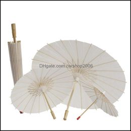 Umbrellas White Bamboo Paper Umbrella Craft Oiled Diy Creative Blank Painting Bride Wedding Parasol 182 S2 Drop Delivery Carshop2006 Dhvux