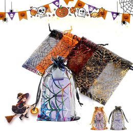 Gift Wrap 50PCS 2023 Halloween Candy Bag Drawstring Organza Storage Bundle Pocket Jewelry