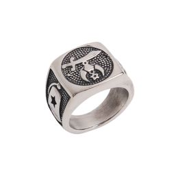 High quality product Religious Muslim Sword Shriner ring Knife Moon and star Camel Hat Freemason Shrine Masonic ring