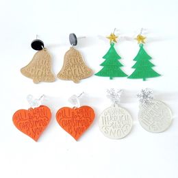 Cute Dangle Earrings Acrylic Heart Bells Christmas Tree Earrings Girls Xmas New Year Gifts