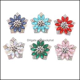 Clasps Hooks Noosa Plating Dazzling Crystal Flower Snap Buttons Clasps Fit Diy 18Mm Snaps Button Bracelet Necklace Acc Dhseller2010 Dhevf