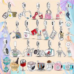 925 Silver bead fit Charms Pandora Charm Bracelet Coffee Cup Teapot charmes ciondoli DIY Fine Beads Jewelry