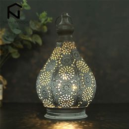 Other Event Party Supplies Moroccan Style Candle Holder Lantern Metal Table Wireless Battery Powered Lamp Patio Lanterns for Outdoor Garden Home Decor 220829