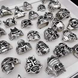 Gothic Big Skull Ring Men Man Imitation Stainless Steel Hip hop Vintage Jewellery Mixed style size