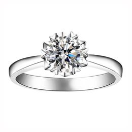 Wedding Rings Round Brilliant Cut 14K White Gold Snowflake style Ring 1ct 2ct 3ct Lab Diamond Engagement Anniversary Ring Female 220829