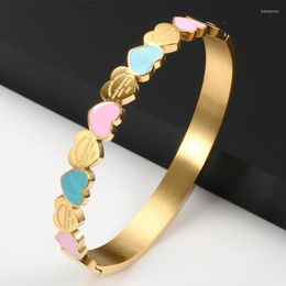 Bangle Cute Love Gold Plating Staiess Steel Lucky Cuff Bangles Women Girls Wedding Party Charm Jewelry Gift