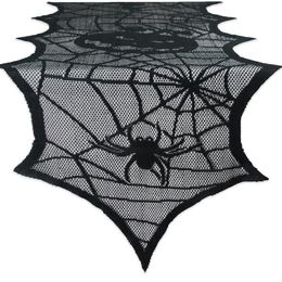 Other Event Party Supplies Halloween Decoration Black Lace Spider Web Table Runner Pumpkin Tablecloth Happy Halloween Party Supplies Table Cloth Home Decor 220829