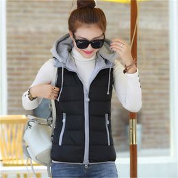 Women's Vests Woman Jacket Vest Autumn Winter CottonPadded Coat Vest Female Hooded Cotton Jacket Chaleco Mujer 220827