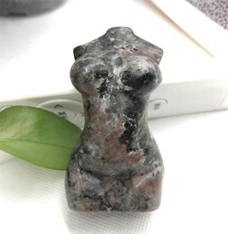 Decorative Figurines Released Natural Yooperlite Goddess Statue Healing Crystal Woman Torso Carving Energy Gem Body Sculpture Decorate Gift