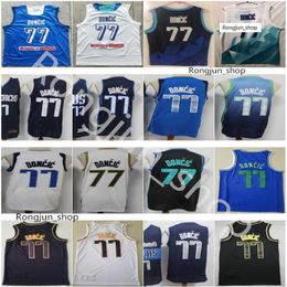 green sports shirts UK - Jersey Stitched Men Doncic 77 Luka Jerseys Basketball Team Blue White City Navy Earned Green Black Gold Sports Shirts Top Quality