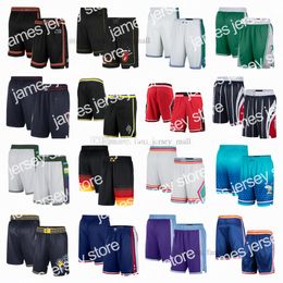 Basketball Shorts Printed New 75th Anniversary Short 21-22 Season All Team City Pocket Shorts White Blue Green Black XS-XXL