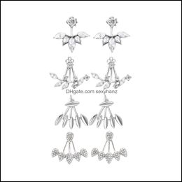 Stud 4 Pair Flower Lotus Stud Earring Sets For Women Water Drop Ear Jacket Simple Jewelry Delivery 2021 Earrings Dhseller2010 Dh4Tx