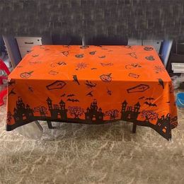 Party Decoration Other Event Party Supplies Halloween Decoration Black Castle Pumpkin Print Disposable Tablecloth Featival Orange Tablecloth Happy