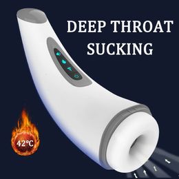Adult Massager Real Air Sucking Heating Fake Cunt Automatic Vacuum Erotic Oral Blowjob Cup Adult Toys for Men Masturbation Goods Sey