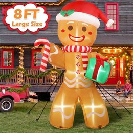 Christmas Decorations OurWarm 8ft Inflatable Gingerbread Man with Buildin LED Indoor Outdoor Waterproof Year Blow Up Yard 220829