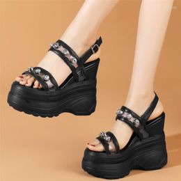 Sandals 16cm Fashion Sneakers Women Genuine Leather Wedges High Heel Gladiator Female Open Toe Platform Pumps Shoes Casual