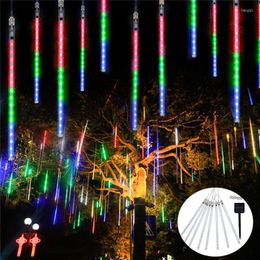 Strings Solar Meteor Shower Rain Lights 30cm 8 Tube Led Falling Fairy String For Wedding Holiday Decoration