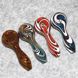 Mini Pyrex Glass Oil Burner Pipe Smoking Accessories Beautiful Coloured Glass Spoon Hand pipes ash catcher nectar