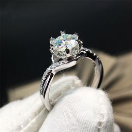 Wedding Rings Trendy 14K White Gold Ring 1ct 2ct 3ct romantic ring lab Diamond Flower shape Anniversary Ring For Women 220829