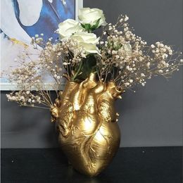Other Event Party Supplies Anatomical Heart Shape Flower Vase Dried s Containrs Pot Art Vases Resin Body Sculpture Desktop Plant Home Decor 220829