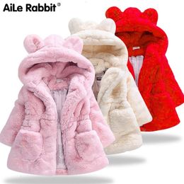 Jackets R Z Winter Baby Girls Clothes Faux Fur Fleece Coat Pageant Warm Xmas Snowsuit Hooded Outerwear 220827