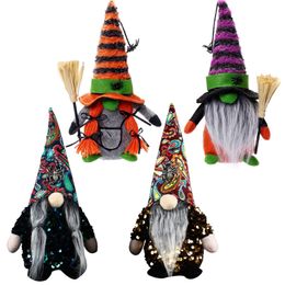 Other Event Party Supplies Halloween Broom Faceless Old Man Doll Desktop Decoration Ghost Festival Sequins Dwarf Doll Decor Props 220829