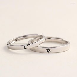 Wedding Rings Fashion 925 Sterling Sun And Moon Couple Adjustable For Women Men Jewellery Custom Ring Set Gift