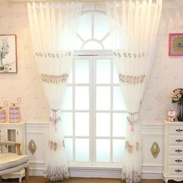 Curtain Sheer Floral Embroidered Semi-transparent Fabric Diffuses Light Home Decor Window Curtains Rideaux Pour Le Salon