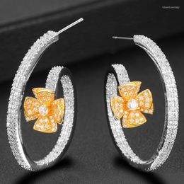 Hoop Earrings LARRAURI Full Mirco Paved Cubic Zirconia Naija Wedding Drop Earring Fashion Jewellery Luxury Trendy Round For Women