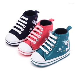 Athletic Shoes Baby Boys Girls Canvas Sneaker Soft Sole Casual Prewalkers High Top Ankle First Walkers Cartoon Pattern Cribster 0-18M