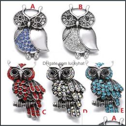 Clasps Hooks Noosa Snap Jewellery Crystal Owl 18Mm Metal Buttons Fit Sier Leather Bracelet Diy Charms Necklace Drop Deli Dhseller2010 Dhjyl