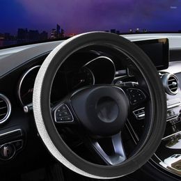 Steering Wheel Covers Car Crystal Cover Auto Gear Universal For 37 To 38CM Shiny Rhinestones Anti-slip PU Leather