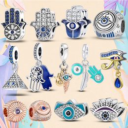 925 Silver bead fit Charms Pandora Charm Bracelet Devil Eyes Blue Charm Evil Eye Fatima Demon charmes ciondoli DIY Fine Beads Jewellery