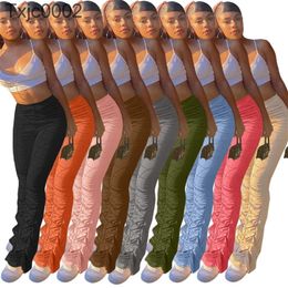 Frauen vorne plissierte Trompete Pullover Hosen Designer schlanke Leggings Mode Flare Jogginghose