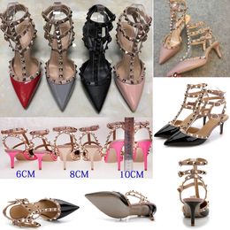 Designer Rivets Sandals 6cm Women High Heels Women Wedding Shoes Black/nude Brand Sandal