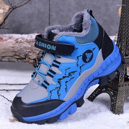 Athletic Shoes Winter Warm Fur Non-slip Snow Boots Leather Casual Sneakers Waterproof Children Fashion Baby