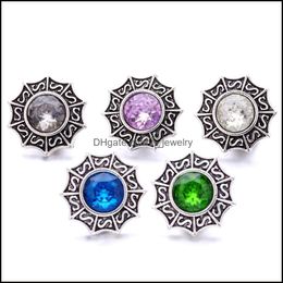 Charms Vintage Sier Color Snap Button Charms Women Jewelry Findings Rhinestone 18Mm Metal Snaps Buttons Diy Bracelet Jew Dhseller2010 Dhbws