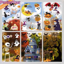 Party Decoration Other Event Party Supplies 4Sheets Halloween Window Clings Decorations Decals Pumpkin Ghost Spooky Spider Bat Window Stickers Kids