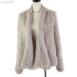 Women's fur Faux 2022 Knitted Rabbit Popuplar Fashion Winter Fur Coat For Women L220829