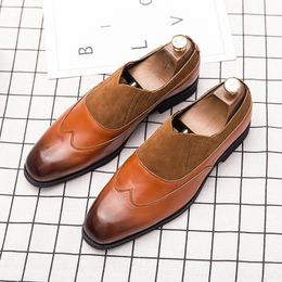 PU Shoes Loafers Men ing Faux Suede Brogue Pattern Pointed Toe Fashion Business Casual Daily All-match AD010 9184